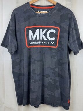 Montana Knife Co MKC Men’s Short Sleeve Stonewashed Gray Camo Logo Shirt XL